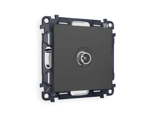 Комплект механизма TV розетки проходной AMBRELLA VOLT ALFA Графит мягкое касание 5-1000 MHz 4dB QUANT (AP9130, VM211) MA913030