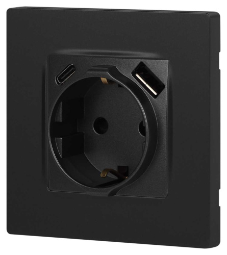 Розетка ЭРА Серия 12 12-4108-12 2P+E 16A-250В со шторками с USB type-A+C 5В-3А графит Б0067700 фото 5 Розетка ЭРА Серия 12 12-4108-12 2P+E 16A-250В со шторками с USB type-A+C 5В-3А графит Б0067700 фото 5