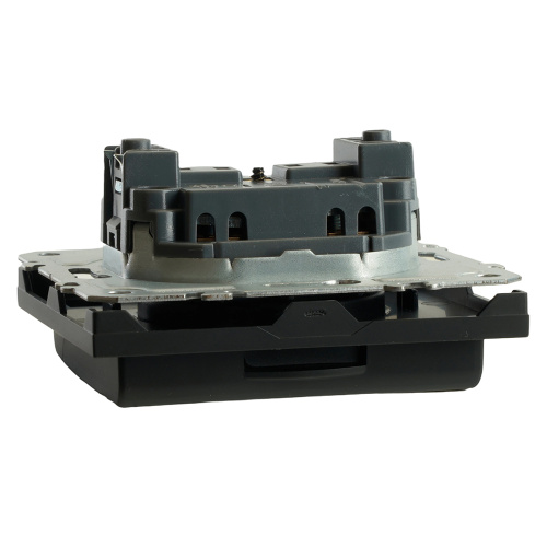 RST16-5113-05 Розетка 1-местная с крышкой с защ. штор STEKKER, б/з, IP42, 250В, 16А, серия Эмили, RST16-5113-05, черный уголь, soft touch фото 6