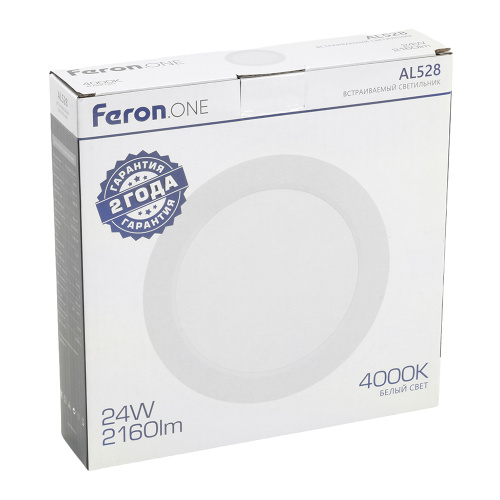 Светодиодный светильник Feron.ONE AL528 встраиваемый 24W 4000K белый фото 8