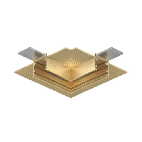 Угловой элемент трека SHINE HIDE для ГКЛ 12,5 мм, 90°, потолок–потолок, сатинированная латунь, алюминий фото 3