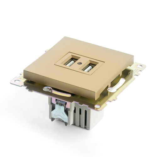 Розетка 2-местная USB (механизм), STEKKER, GLS10-7115-08, 250В, 2,1А, серия Катрин, золото фото 6