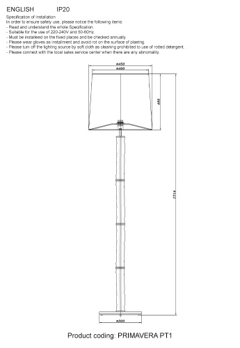 Торшер Crystal Lux PRIMAVERA PT1 GOLD фото 4