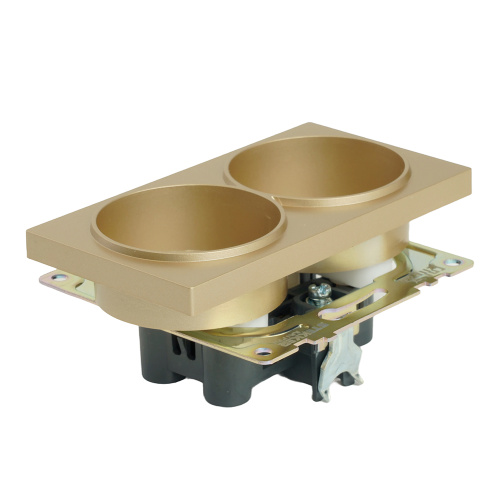 GLS10-7113-08 Розетка 2-местная с защитной шторкой (механизм) б/з, 250В, 10А, серия Катрин, золото фото 7