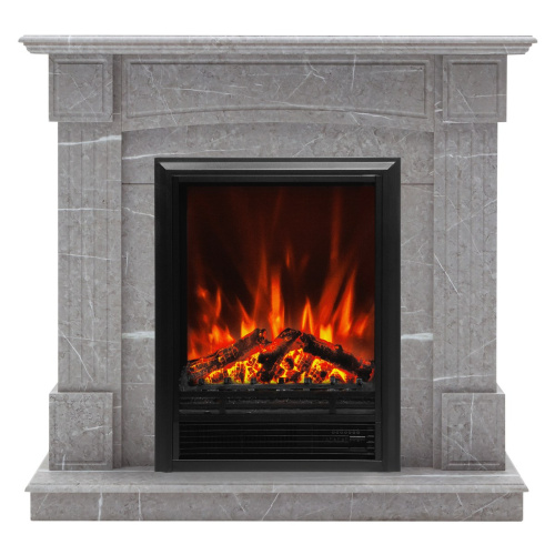Каминокомплект ANDREA/АЛЬФА Мрамор серый с очагом Электроочаг EUGENE/ЮДЖИН
