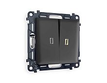 Комплект механизма 2-кл проходного выключателя AMBRELLA VOLT с подсветкой 3200K ALFA Графит мягкое касание QUANT (AP9040, VM120, G22Y) MA904030