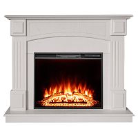 Каминокомплект CAROLINA/БОСТОН Береза белая с очагом Электроочаг AQUAMARINE/АКВАМАРИН 26