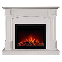 Каминокомплект CAROLINA/БОСТОН Береза белая с очагом Электроочаг MOONBLAZE LUX/МУНБЛЕЙЗ