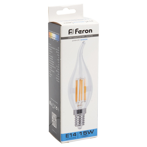 Лампа светодиодная Feron LB-718 Свеча на ветру E14 15W 230V 6400K фото 3