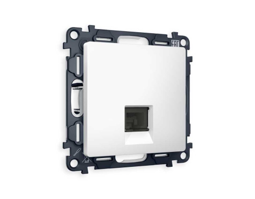 Комплект механизма компьютерной розетки AMBRELLA VOLT  ALFA Белый матовый RJ-45(8P8C) CAT6 с шторкой QUANT (AP1320, VM188) MA132010