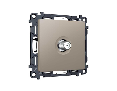 Комплект механизма TV розетки SAT 5-2400MHz 3.5dB Ambrella Volt ALFA Серо-бежевый матовый QUANT (AP3730, VM215) MA373050