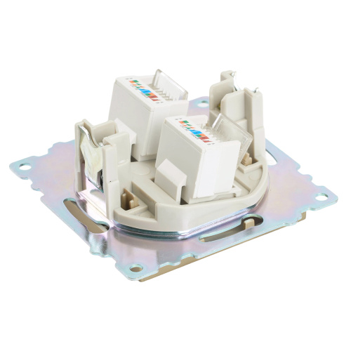 Розетка компьютерная 2-местная RJ-45 (механизм) STEKKER GLS00-7109-08, серия Катрин, золото фото 8