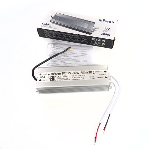 Трансформатор электронный для светодиодной ленты 200W 12V IP67 (драйвер), LB007 FERON фото 5 Трансформатор электронный для светодиодной ленты 200W 12V IP67 (драйвер), LB007 FERON фото 5