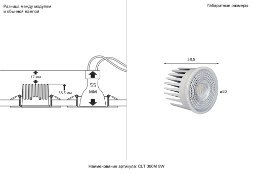 Светодиодный модуль Crystal Lux CLT 090D 9W 3000K WH фото 6