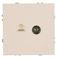 Розетка TV + компьютерная RJ-45 (механизм), STEKKER, серия Эмили, RST00-5106-08, кашемир, soft touch