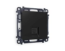 Комплект механизма телефонной розетки AMBRELLA VOLT ALFA Черный матовый RJ-11(4P4C) с шторкой QUANT (AP8120, VM190) MA812030