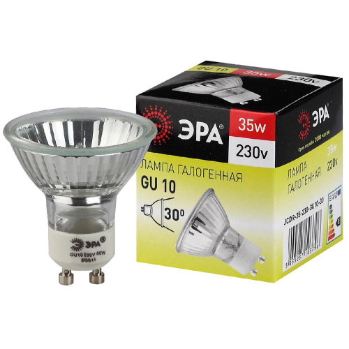 Лампа галогенная ЭРА GU10 35W 2700K прозрачная GU10-JCDR (MR16) -35W-230V C0027385 фото 3