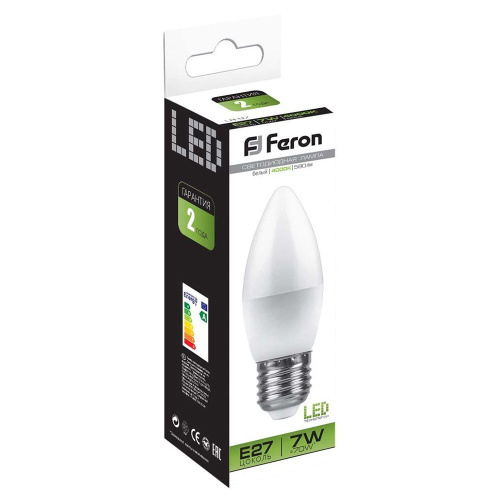 Лампа светодиодная Feron LB-97 Свеча E27 7W 175-265V 4000K фото 2