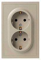 Розетка ЭРА Galaxy 15-2104-04 с заземлением двойная 2X2P+E Schuko 16А-250В IP20 шампань Б0070684