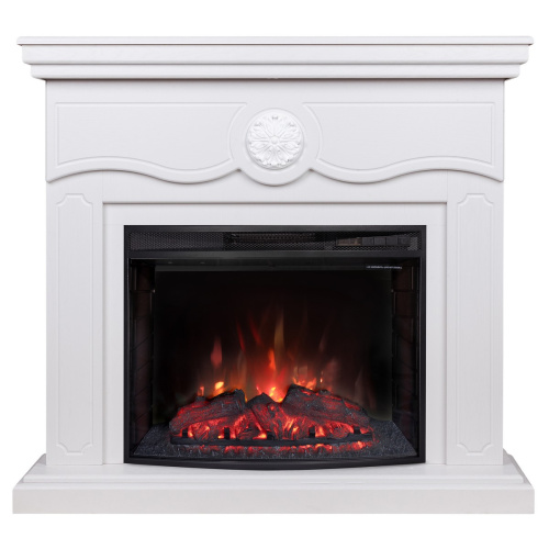 Электрокамин RealFlame Raffaele 25,5 WT белый с очагом Evrika 25,5 LED