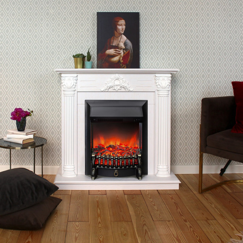 Электрокамин RealFlame Stefania WT белое золото с очагом Fobos Lux Black фото 8