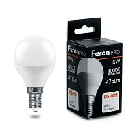 Лампа светодиодная Feron.PRO LB-1406 Шарик E14 6W 175-265V 4000K