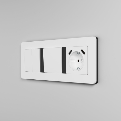 Рамка из поликарбоната на 3 поста Split белый/черный, soft-touch W0033068 фото 8
