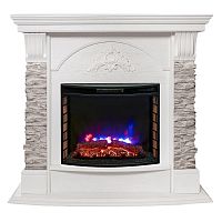 Каминокомплект ATHENA/АТЛАНТА GR Белый дуб с очагом Электроочаг QUEEN/КУИН 25.5