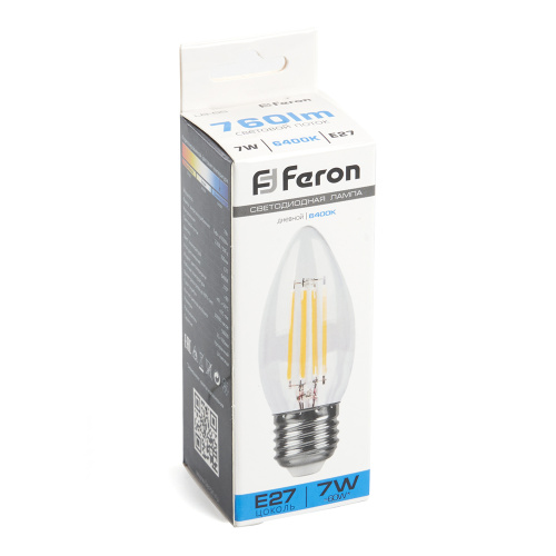 Лампа светодиодная Feron LB-66 Свеча E27 7W 230V 6400K фото 5