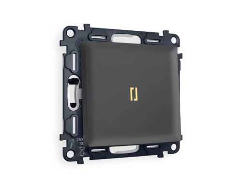 Комплект механизма 1-кл выключателя AMBRELLA VOLT с подсветкой 3200K ALFA Графит мягкое касание QUANT (AP9020, VM101, G11Y) MA902010