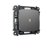Комплект механизма 1-кл выключателя AMBRELLA VOLT с подсветкой 3200K OMEGA Антрацит серый QUANT (OP6520, VM101, G11Y) MO652010