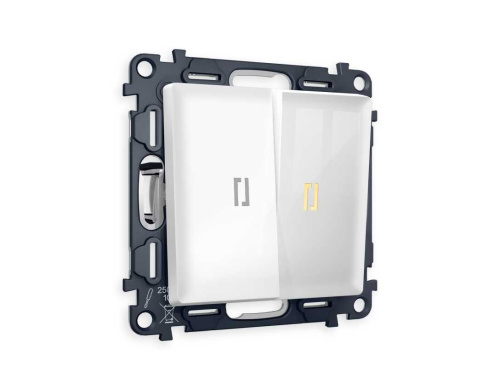 Комплект механизма 2-кл выключателя AMBRELLA VOLT с подсветкой 3200K ALFA Белый глянец QUANT (AP1040, VM115, G11Y)