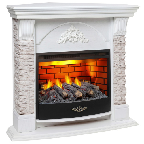 Электрокамин RealFlame Athena Corner GR белый с очагом 3D Firestar 25,5 фото 2