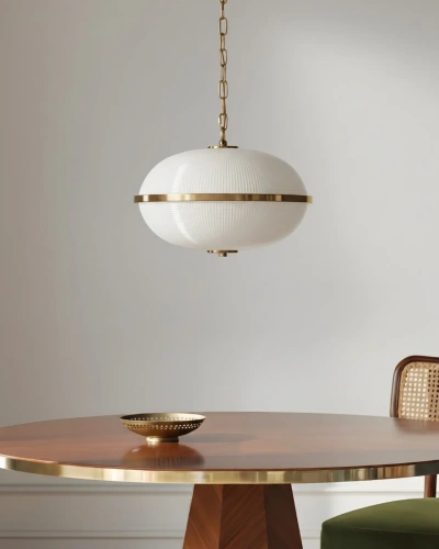 Золотой подвесной светильник "Гейбл" с белым плафоном