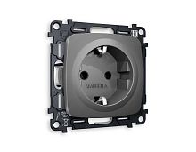 Комплект механизма электрической розетки AMBRELLA VOLT OMEGA Антрацит серый с/з на винтовых зажимах QUANT (OP6560, VM141) MO656010