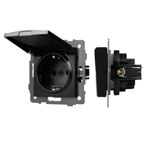 Механизм розетки влагозащищённый SCT-MCP-PL-BK-V (250V, 16A) Arlight 049835