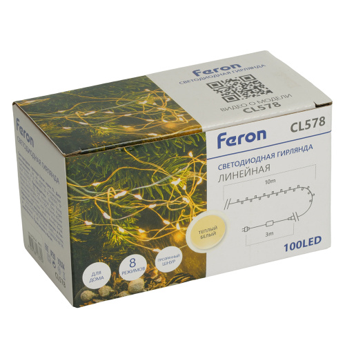 Светодиодная гирлянда Feron CL578 линейная Роса (на плоском проводе) 220V 2700К c питанием от сети фото 8