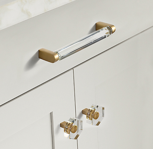 Ручка-кнопка Lambeth Crystal Hex. d.3.2 Lac.Burnished Brass фото 2