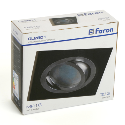 Светильник встраиваемый Feron DL2801 потолочный MR16 G5.3 черный-хром фото 3