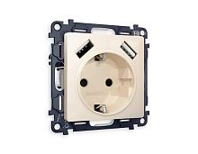 Комплект механизма электрической розетки AMBRELLA VOLT ALFA Бежевый глянец 2USB A+A 18W (быстрая зарядка) с/з QUANT (AP3090, VM155) MA309010