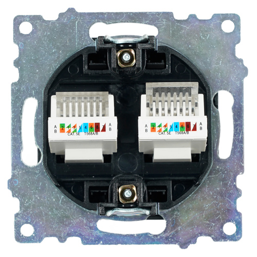 Розетка компьютерная 2-местная RJ-45 (механизм) ,STEKKER ,GLS00-7109-05, серия Катрин, черный фото 3
