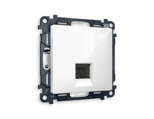 Комплект механизма телефонной розетки AMBRELLA VOLT ALFA Белый глянец RJ-11(4P4C) с шторкой QUANT (AP1120, VM190) MA112030