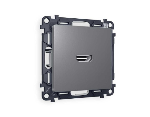 Комплект механизма розетки HDMI 2.0 AMBRELLA VOLT ALFA Антрацит серый 40V/500mA 2.0GHz 5-18Gbit/s QUANT (AP6640, VM222) MA664010