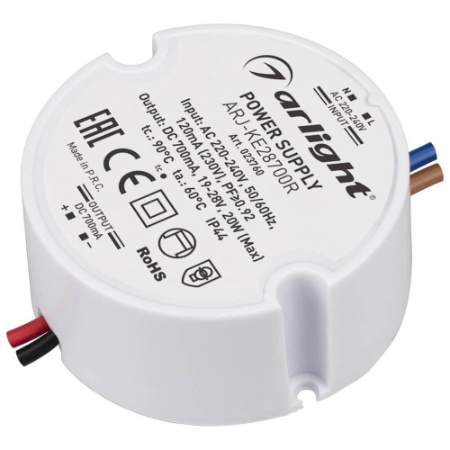 Драйвер Arlight ARJ-KE28700R 19-28V 20W IP44 0,7A 023760 Драйвер Arlight ARJ-KE28700R 19-28V 20W IP44 0,7A 023760