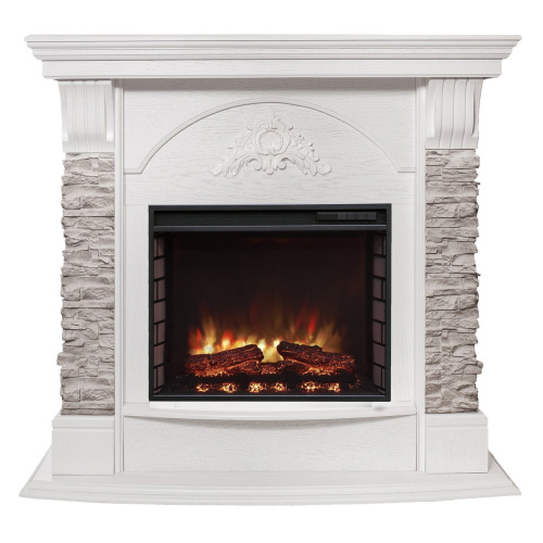 Каминокомплект ATHENA/АТЛАНТА GR Белый дуб с очагом Электроочаг RICH/РИЧ 25.5 фото 2
