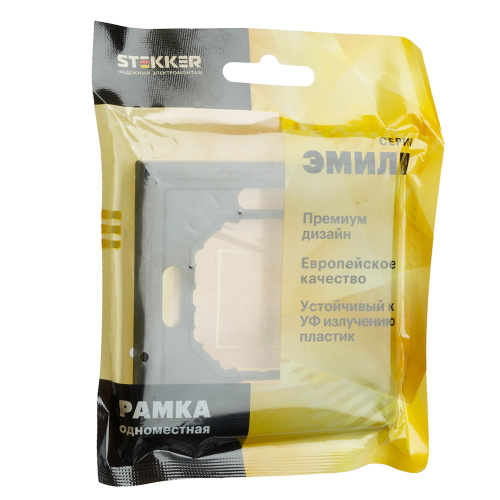 Рамка STEKKER, PFR00-5001-05 1-местная, серия Эмили, черный уголь, soft touch фото 6