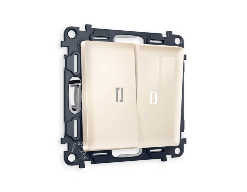 Комплект механизма 2-кл выключателя AMBRELLA VOLT с подсветкой 5600K ALFA Бежевый глянец QUANT (AP3040, VM115, G14W) MA304015
