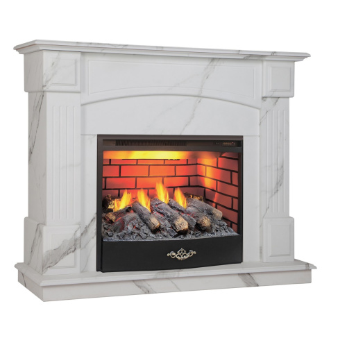 Электрокамин RealFlame Carolina 24/25,5 WT цвет мрамор белый с очагом 3D Firestar 25,5 фото 2