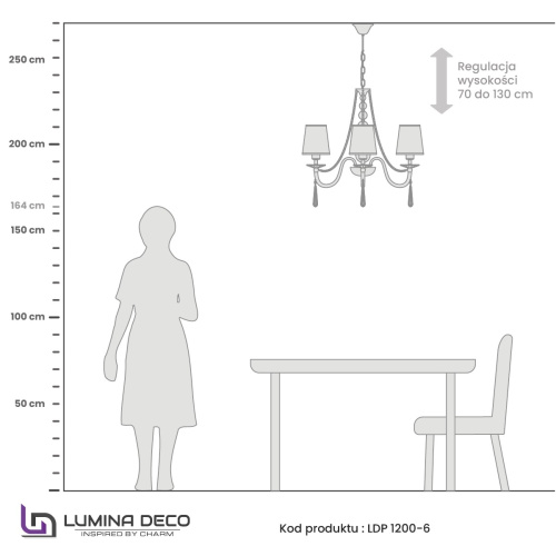 Хрустальная подвесная люстра Lumina Deco Fabione LDP 1200-6 F.GD фото 4