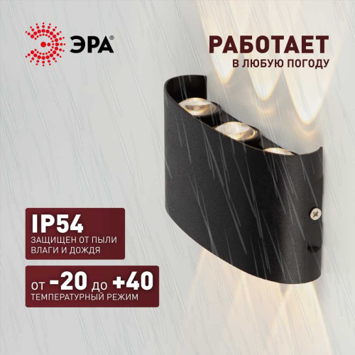 Уличный настенный светильник ЭРА Pictor WL57-6 BK Б0064529 фото 7